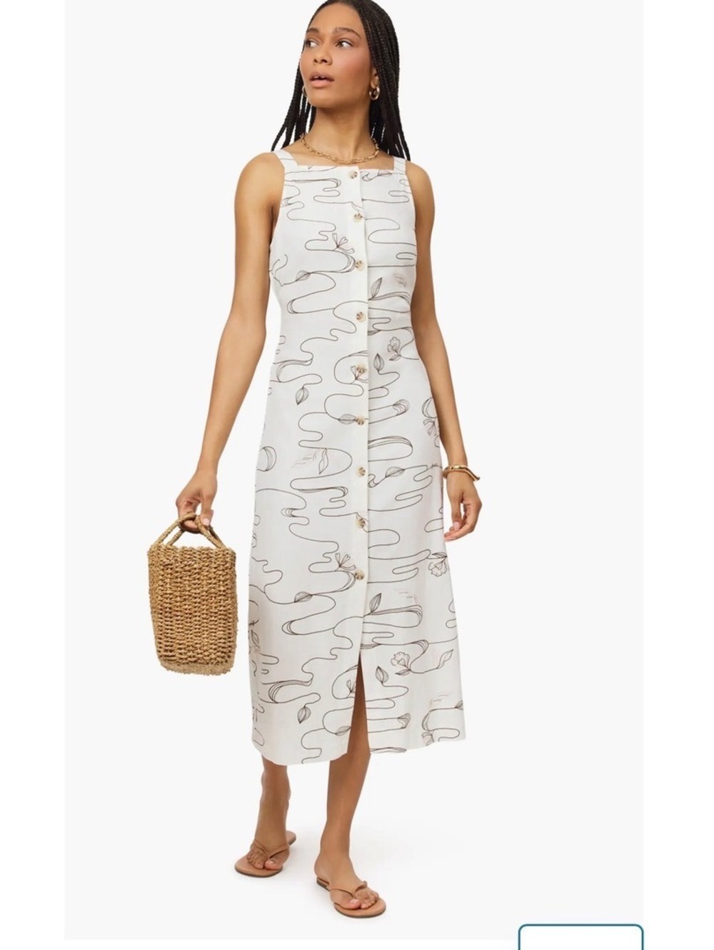 Scotch & Soda Wavy Floral Print Midi Dress Large